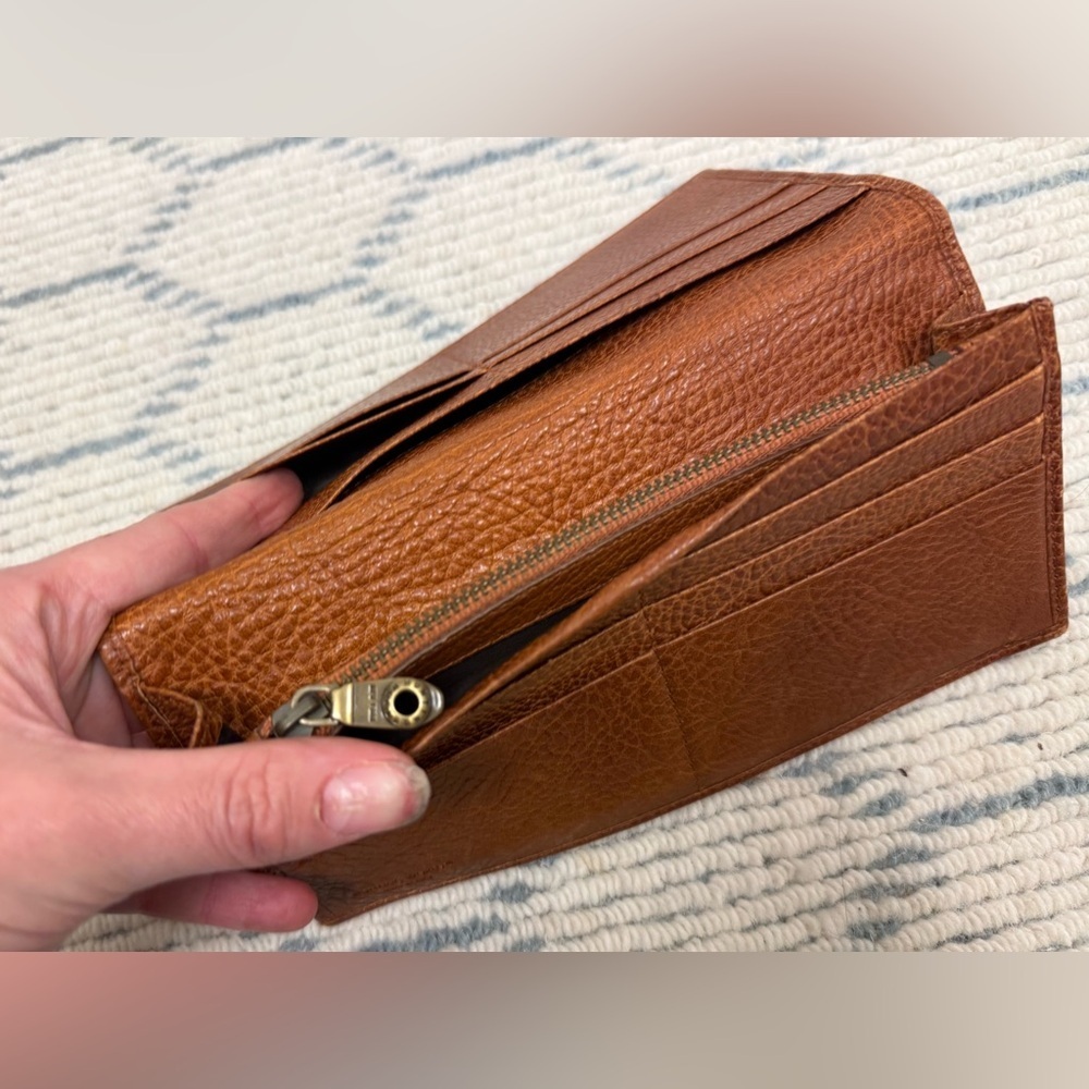 HUNTING WORLD Vintage Unisex Brown Pebbled Logo Embossed Bifold Wallet Italy - Picture 13 of 16